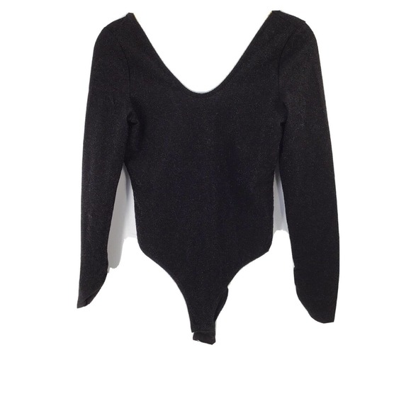 Zara Tops - Zara Metall Bodysuit Top Black Shimmery Sparkly Long Sleeve Size Small